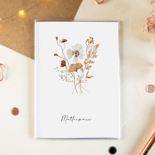 Mutterpasshülle personalisiert - Herbstblume mit Namen - Hülle Mutterpass - Geschenk Schwangerschaft