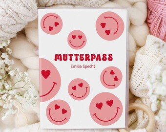 Mutterpasshülle personalisiert mit Namen - Smiley