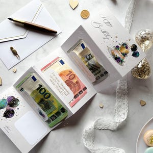 Geldgeschenk zum Geburtstag mit Kuvert und Siegelsticker