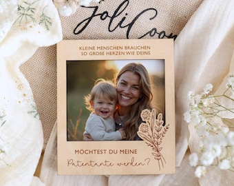 Patentante fragen Bilderrahmen mit Magnet aus Holz