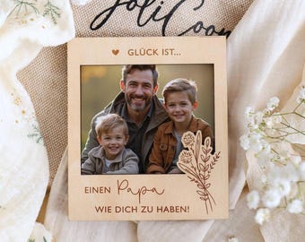 Papa Geschenk Bilderrahmen mit Magnet aus Holz