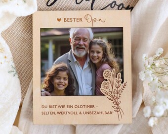 Opa Geschenk Bilderrahmen mit Magnet aus Holz