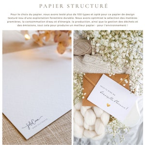 May include: A white card with the text "VEUX-TU ETRE MA Damoiselle d'honneur?" in black with a gold heart. The card is sitting on a brown envelope and a white knitted fabric with white flowers.