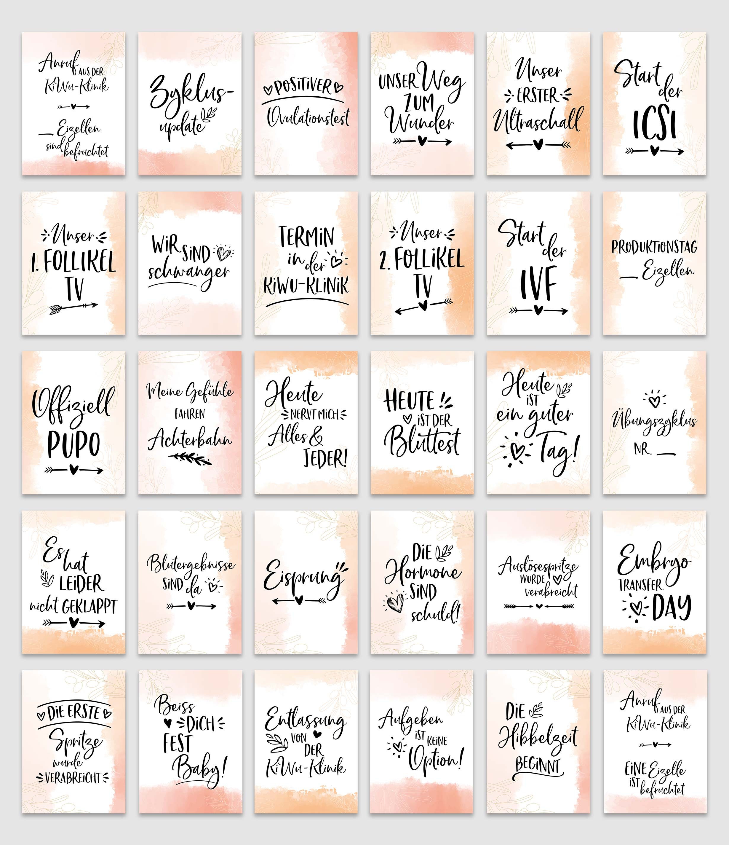 30 IVF Meilensteinkarten - ICSI - Kinderwunsch - Digitaler Download -  Sofort - Etsy sterreich