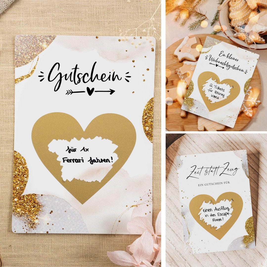 Set Mit Rubbelkarten Zum Selbstgestalten – Goldene Geschenkgutscheine Für Geburtstag, Reisen & Überraschungen