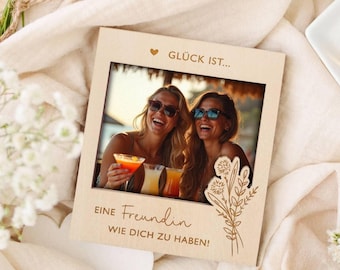 Beste Freundin Geschenk Bilderrahmen mit Magnet aus Holz