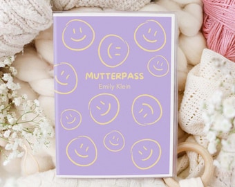 Mutterpasshülle personalisiert mit Namen - Smiley