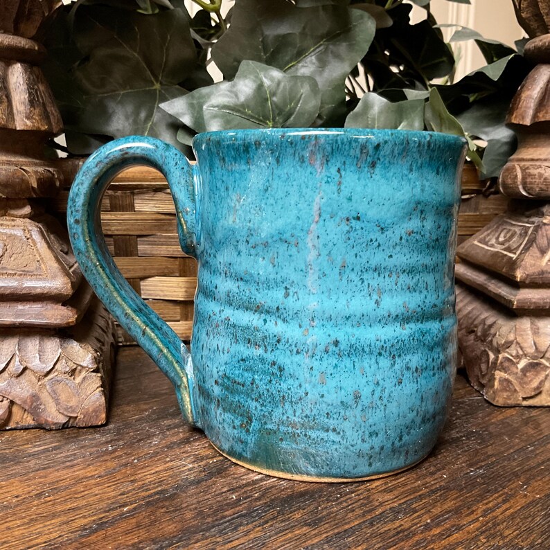 Holds 16 Oz. Handmade Rustic Flowers Daisies Pottery Coffee Mug, Cup