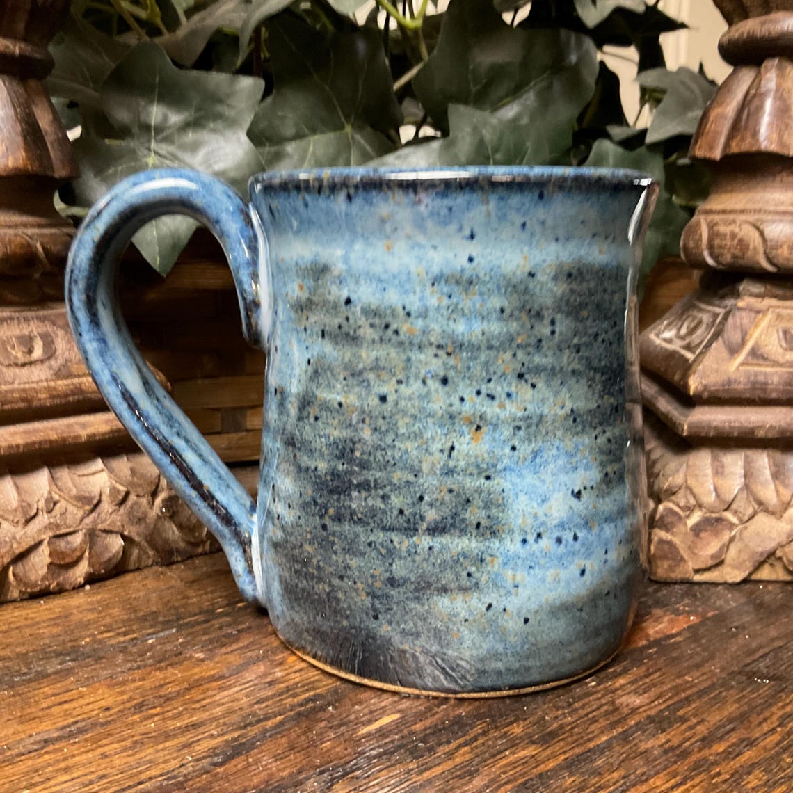 Peace Sign Pottery Handmade Stoneware Peace Sign Coffee Mug, Rustic Blue Pottery, 14 Oz - Etsy