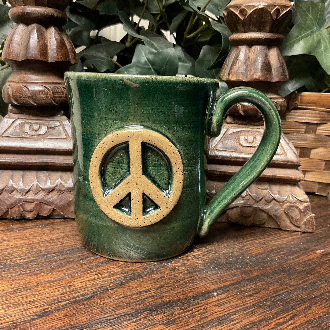 Holds 14 Oz. Handmade Pottery Peace Sign Coffee Mug Coffee Etsy