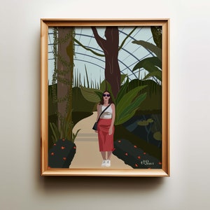 Digitales Porträt schwarze Frau im Besitz Wand Kunst Digital Art Print Zeitgenössische Porträt Gewächshaus Pflanzen