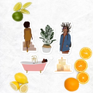 Self Care Stickers, Black Woman Stickers, Black Gifts, Plant Stickers, BLM Stickers, Black Girl Stickers
