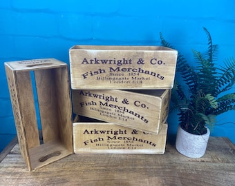 Arkwright & Co Fish Merchants Billingsgate Market London E14 Wooden Box Crate