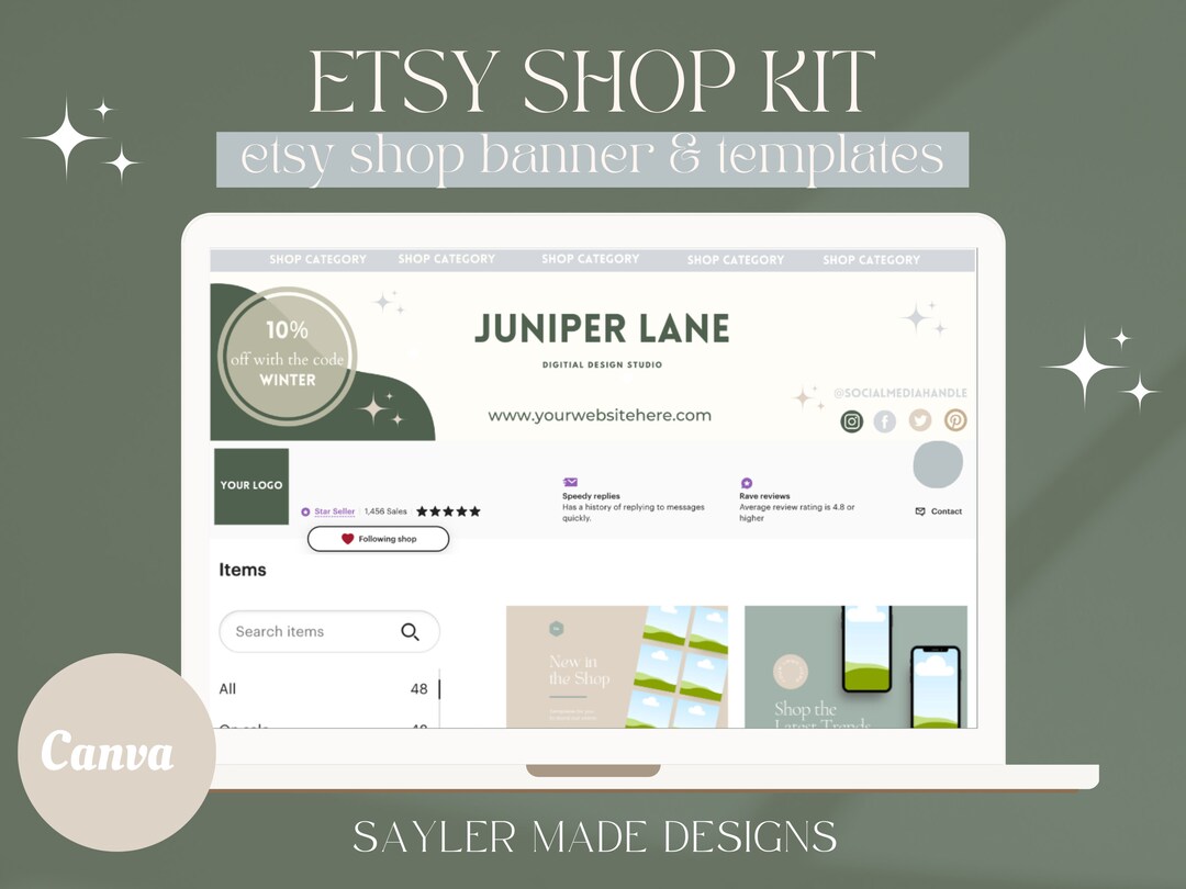 Etsy Shop Banner Template and Listing Photos Etsy Shop Kit Canva