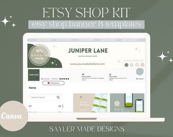 Etsy Shop Banner Template and Listing Photos | Etsy Shop Kit | Canva Template | Etsy Templates | Etsy Banner | Etsy Branding | Banner Green