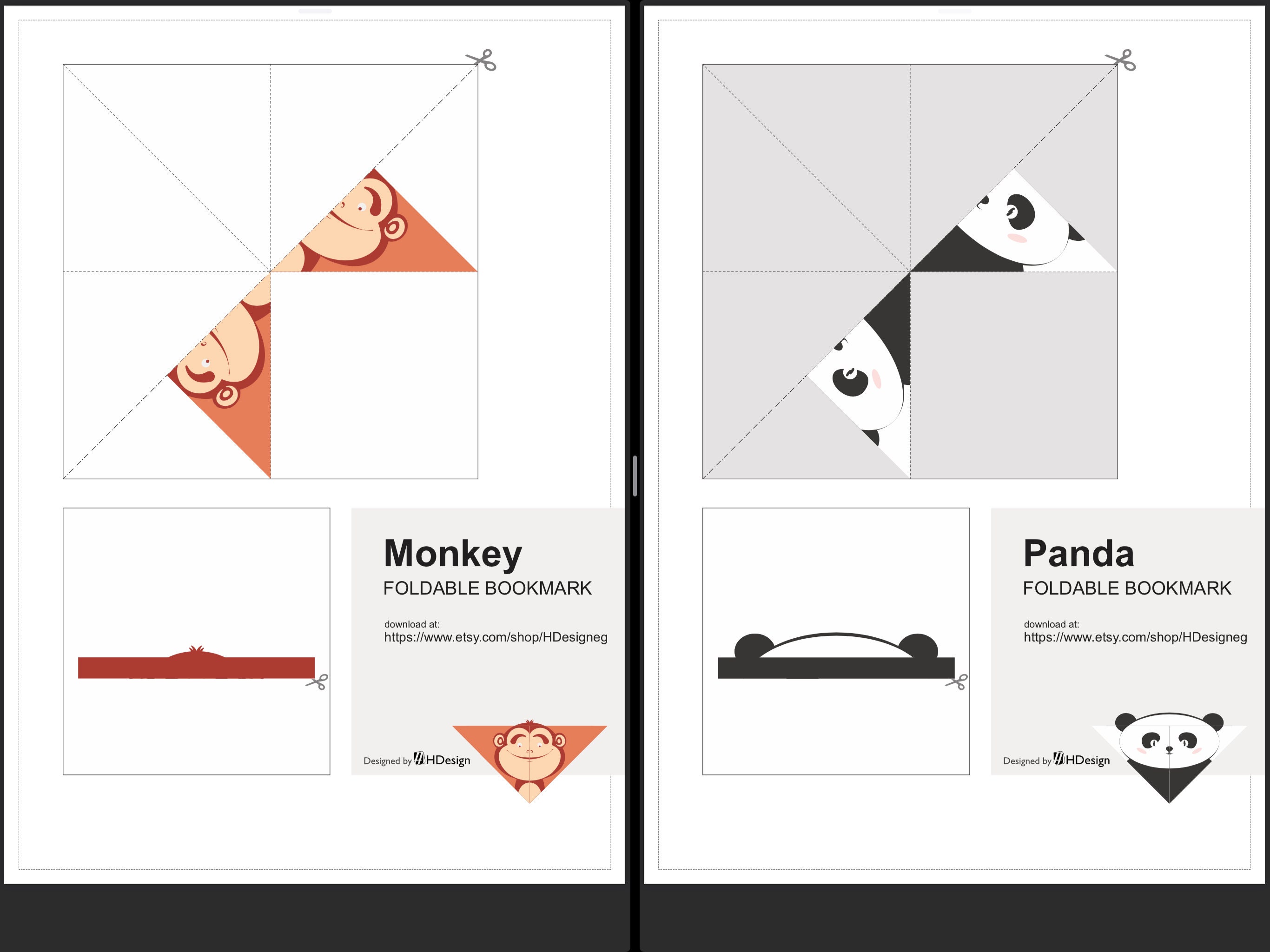Printable Foldable Origami Corner Bookmark - Cute Animal Small Bundle - Etsy