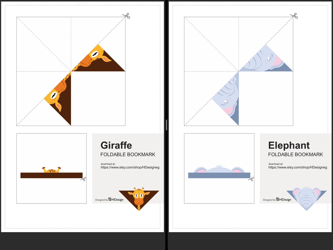Printable Foldable Origami Corner Bookmark - Cute Animal Small Bundle ...