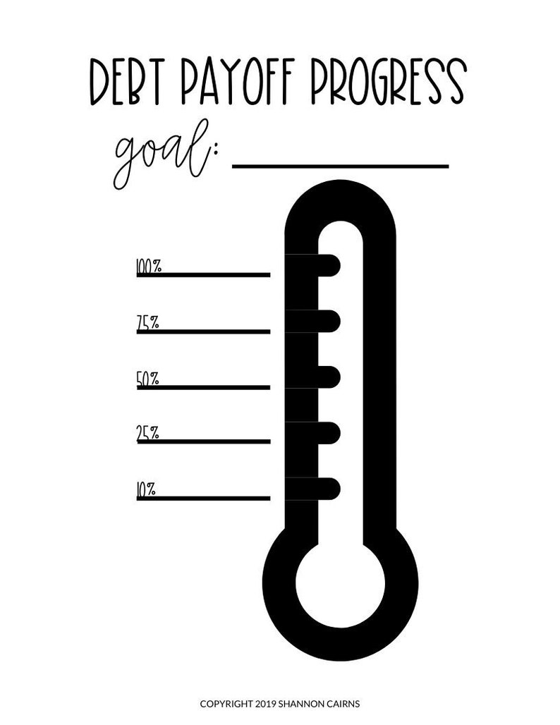 Debt Thermometer Debt Free Charts Debt Tracker Debt Payoff Etsy