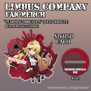 LIMBUS COMPANY | Yearning Mircalla EGO : Don Quixote | Small Acrylic Standee Fan Made Merch