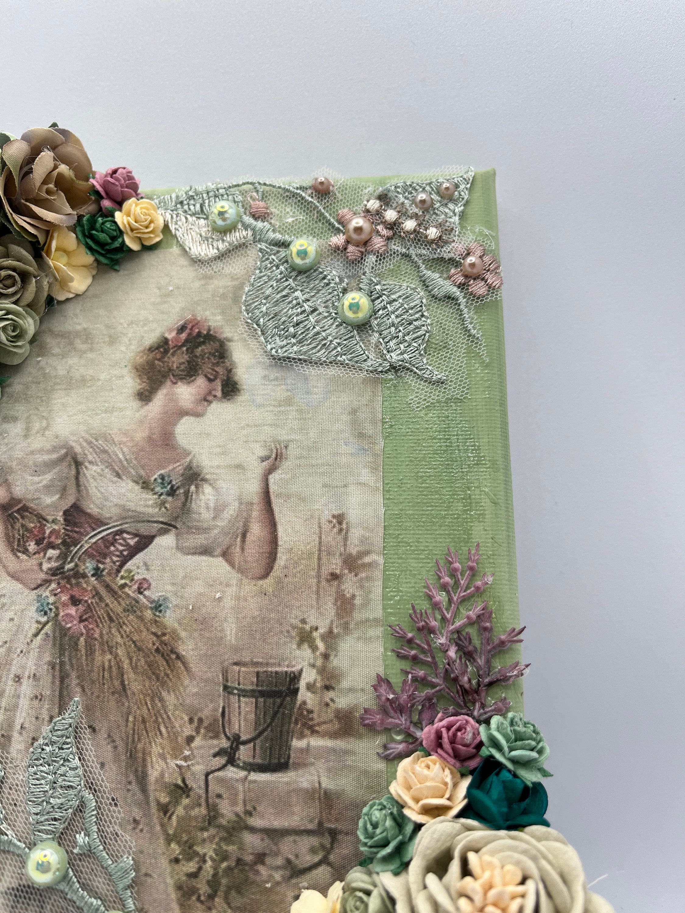 Sage Green Victorian Print Embellished, Victorian Print, Sage Green ...