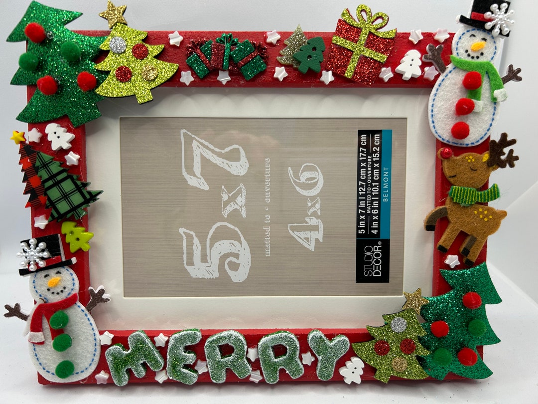 christmas-frame-christmas-red-frame-picture-frame-snowman-etsy