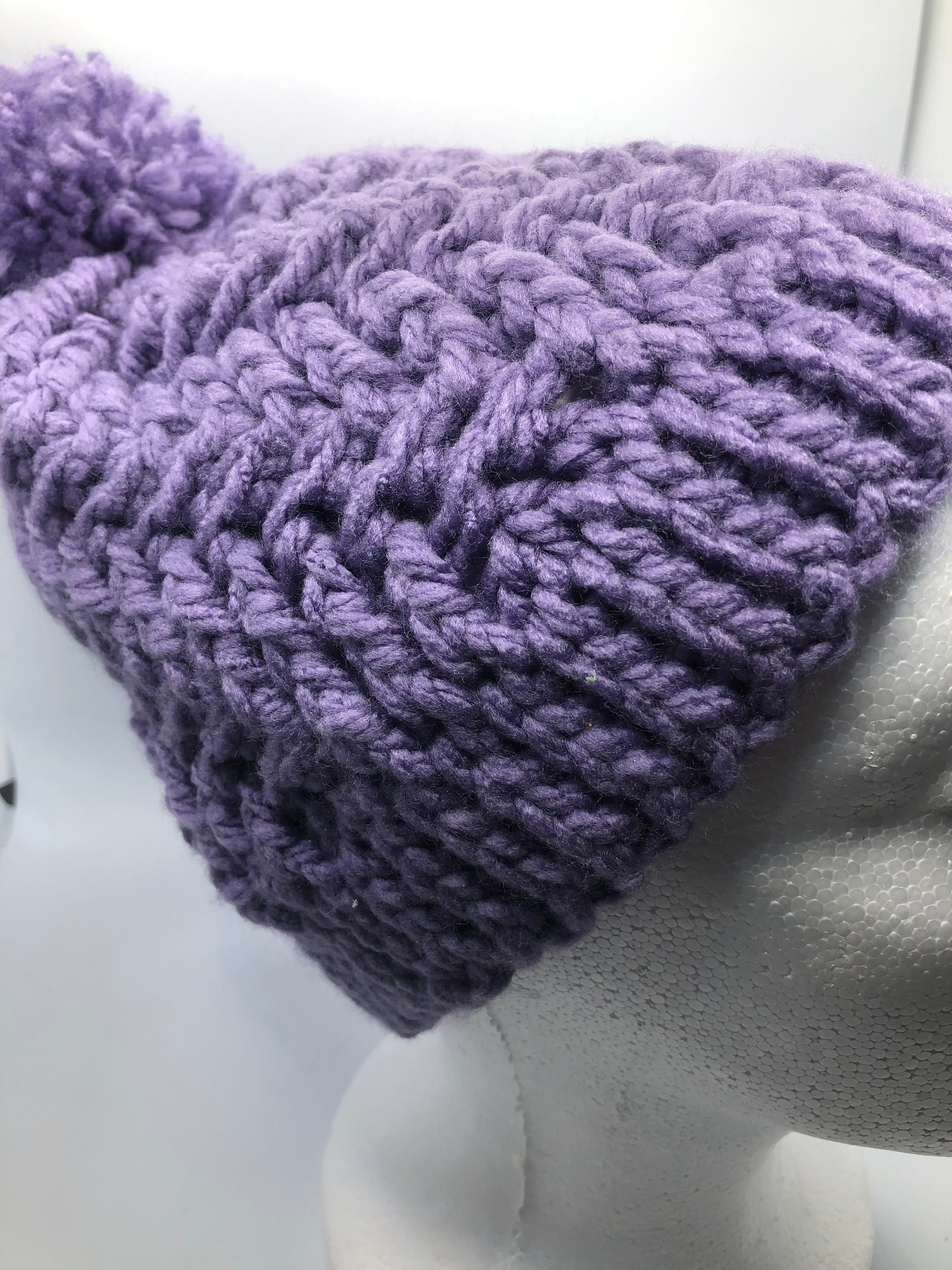 Handmade Lilac Crochet Pom Pom Winter Hat - Etsy
