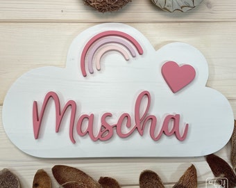 Wooden sign "Cloud"/ personalized name tag for children / cloud shield / gift birth