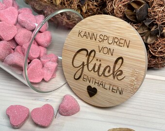 Vorratsglas mit Bambusdeckel | Glas mit Holzdeckel personalisiert | Designsauswahl