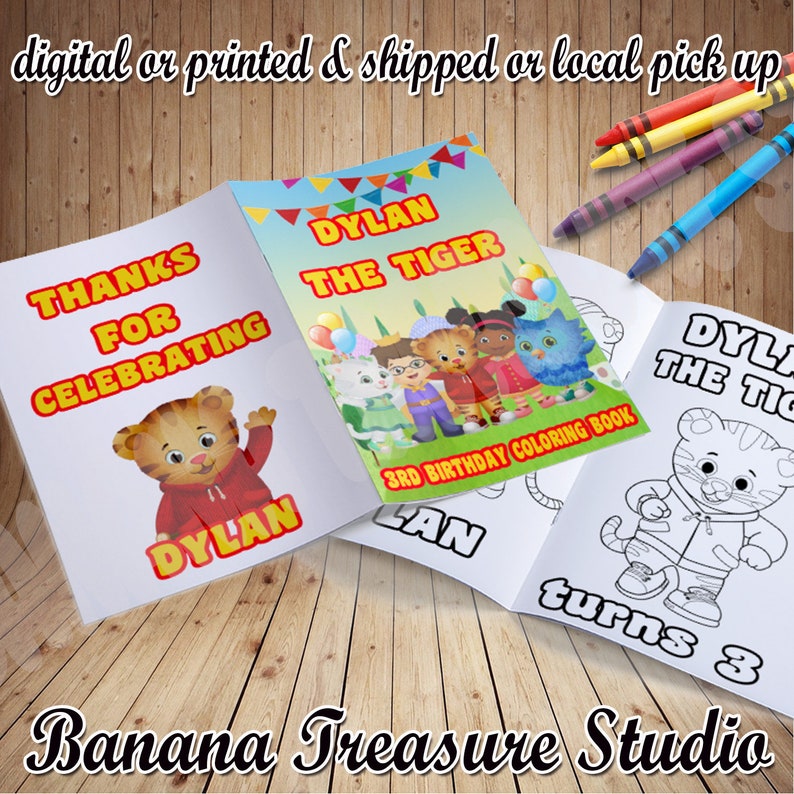 custom favors daniel the tiger coloring book party favors