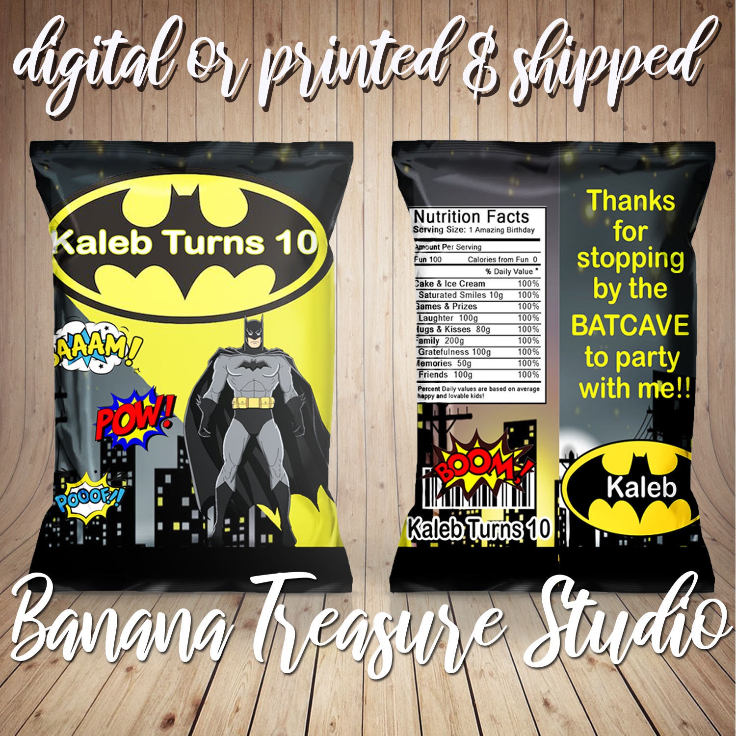 Batman chip bags party favors gift bag custom labels | Etsy
