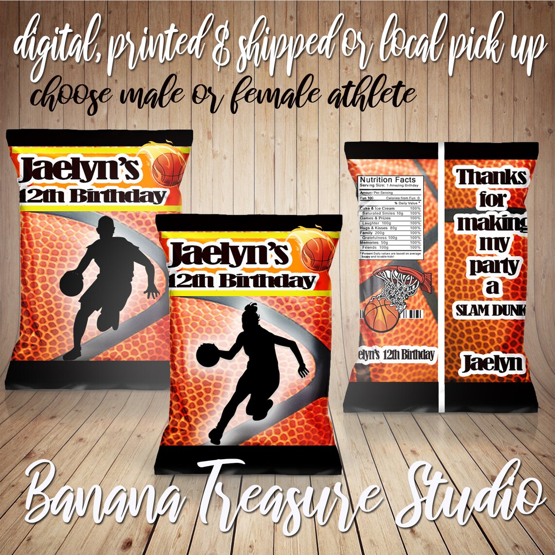 Basketball Sports Hoops Chip Bags Party Favors Gift Bag Etsy