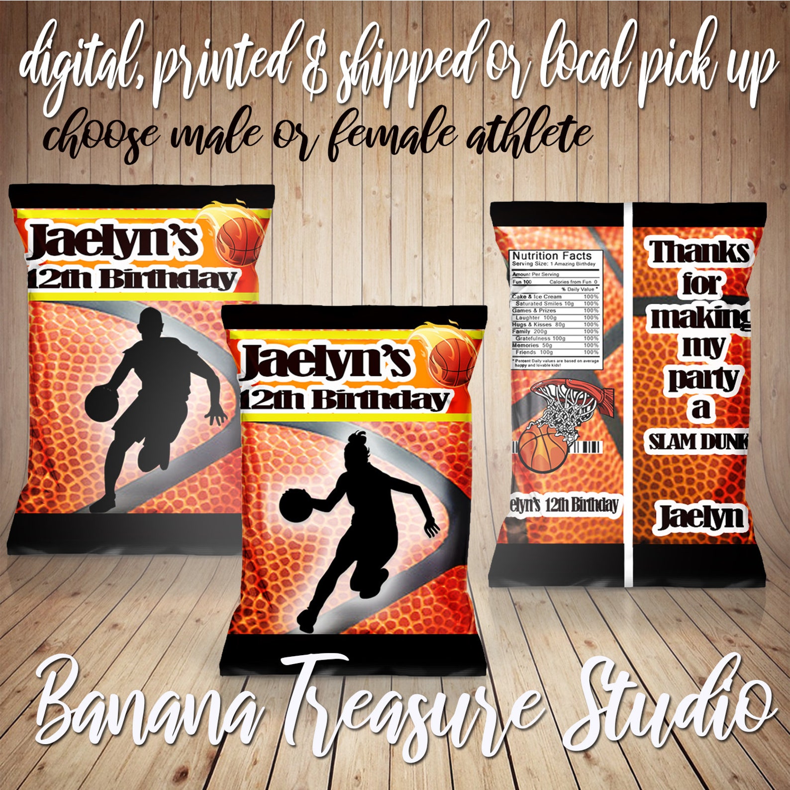 Basketball Sports Hoops Chip Bags Party Favors Gift Bag Etsy