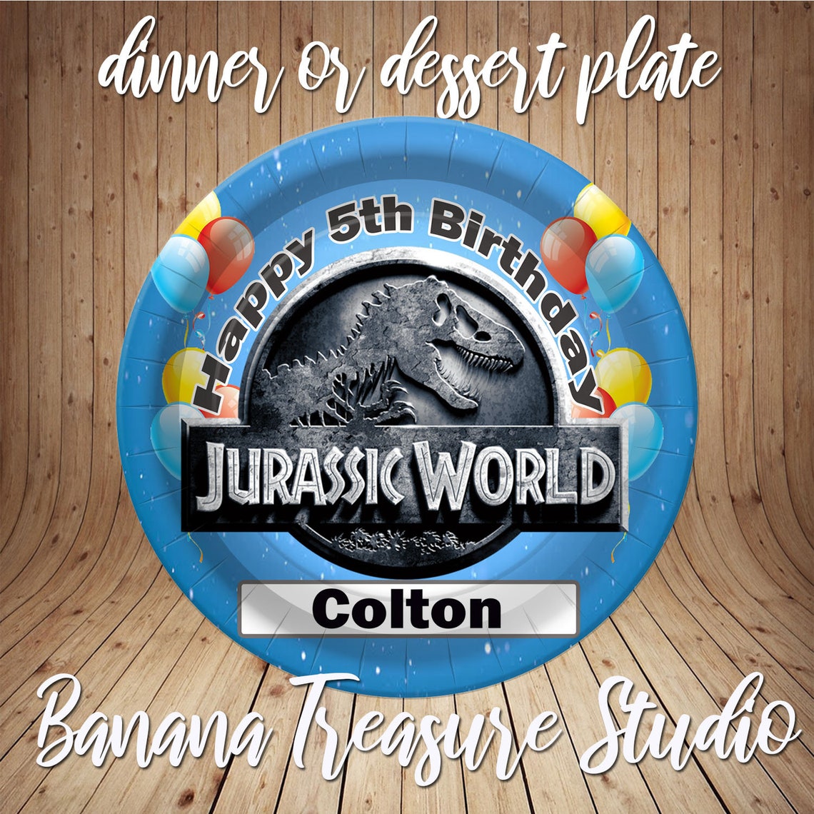 Jurassic park world custom plates party printables Etsy
