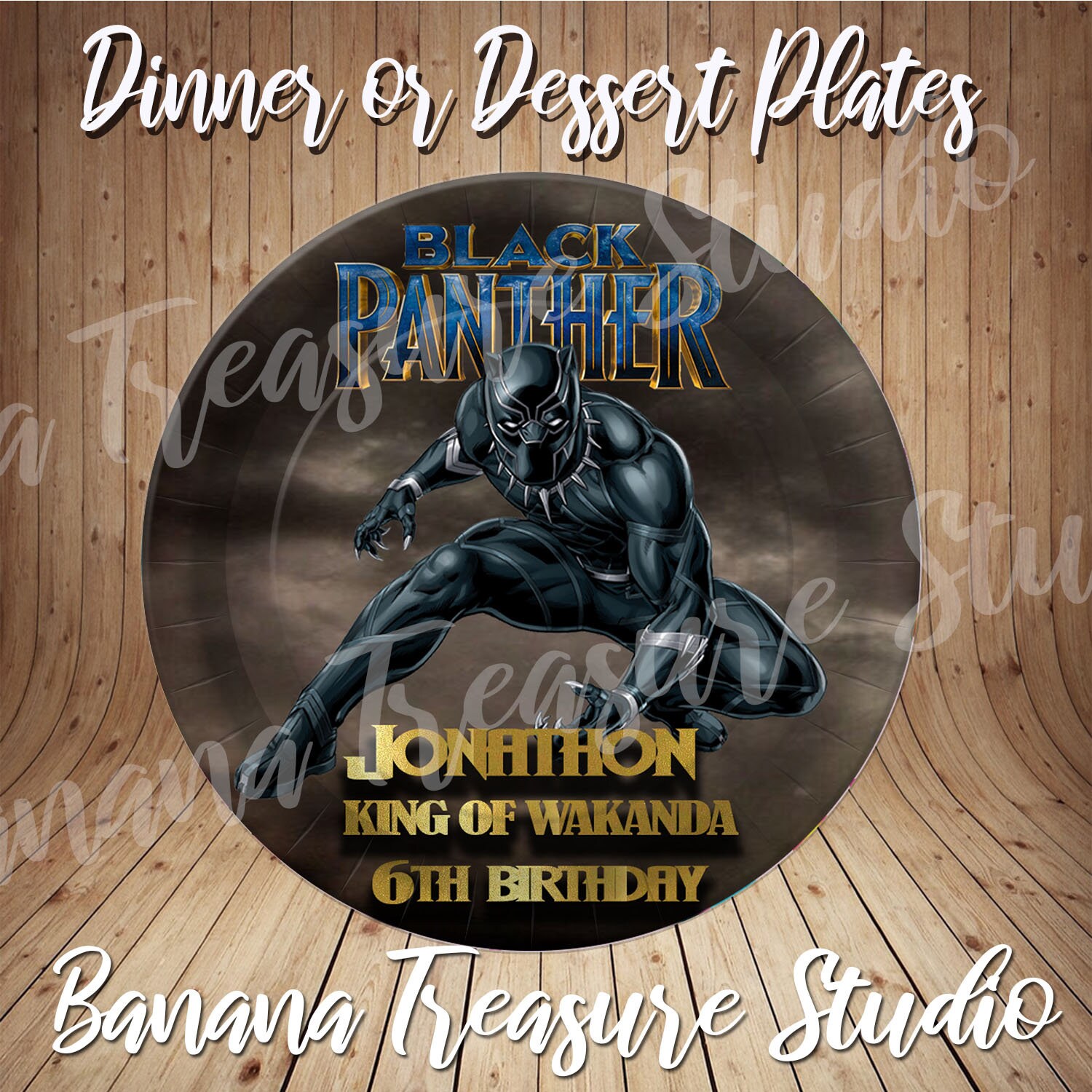 Black panther custom plates party printables birthday paper Etsy