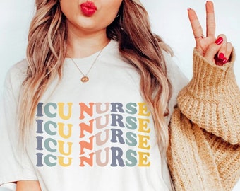 Groovy RETRO ICU Nurse T-Shirt // Intensive Care Unit Nurse Shirt, Gift For Icu Nurse Groovy Nurse Tee ICU Nurse Shirt Retro shirt