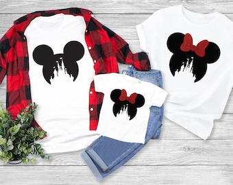 Mouse Castle Minnie or Mickey T Shirt // Mama Daddy Sister Minnie Baby Brother Mimi // ONE SHIRT ONLY // Sparkle Bow