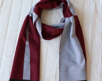 Burgundy & Gray Men's Cold Weather Winter Scarf | Scarves for Men | Gifts for Husband | Suit Scarf | Christmas Gifts for Dad | Shawl for Him