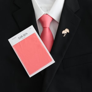 Coral Reef Satin Men&#39;s Skinny Necktie | David&#39;s Bridal Coral Reef | Coral Tie for Men | Coral Weddings | Groom Groomsmen Ties