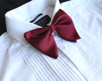 Oversized Burgundy Satin Men's Bow Tie | Burgundy Wedding | Cabernet | Wine | Maroon Bow Ties for Men | Satin Bow Tie | Men's Formal Wear