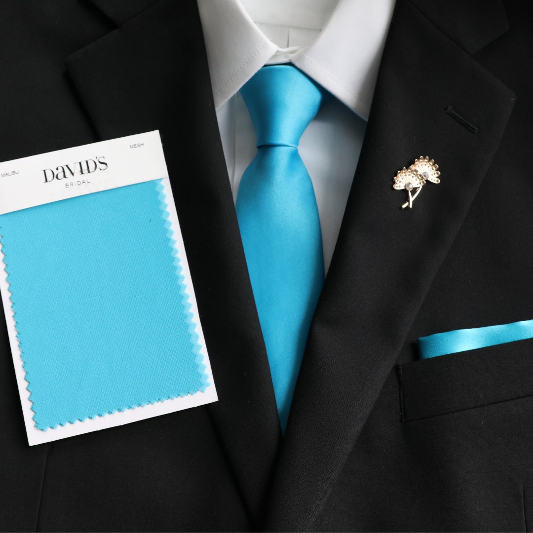 malibu blue vest and tie