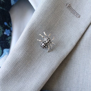 Silver Plated Spider Men&#39;s Suit Lapel Brooch | Boutonneire | Suit Pin | Men&#39;s Brooch | Lapel Pin | Suit Accessories | Spider Pin |