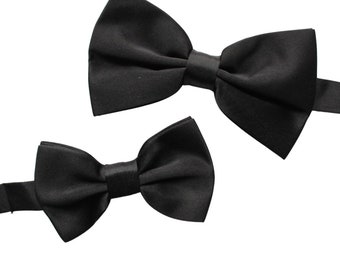 Black Satin Butterfly Bow Ties | Formal Bowtie | Wedding Bow Ties for Men | Kids Bow Tie | Black Tie Affair