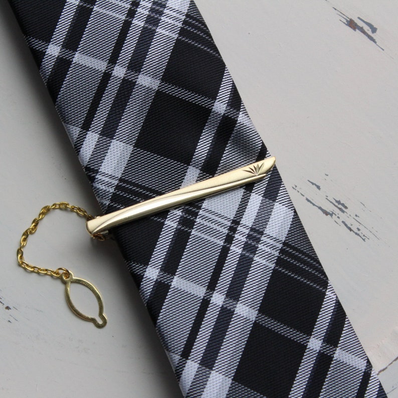 Arya Gold Plated Tie Clip Bar Tie Bar Tie Accessories Gold Tie Clip Gold Tie Bar Mens Accessories Groomsmen Gifts image 2