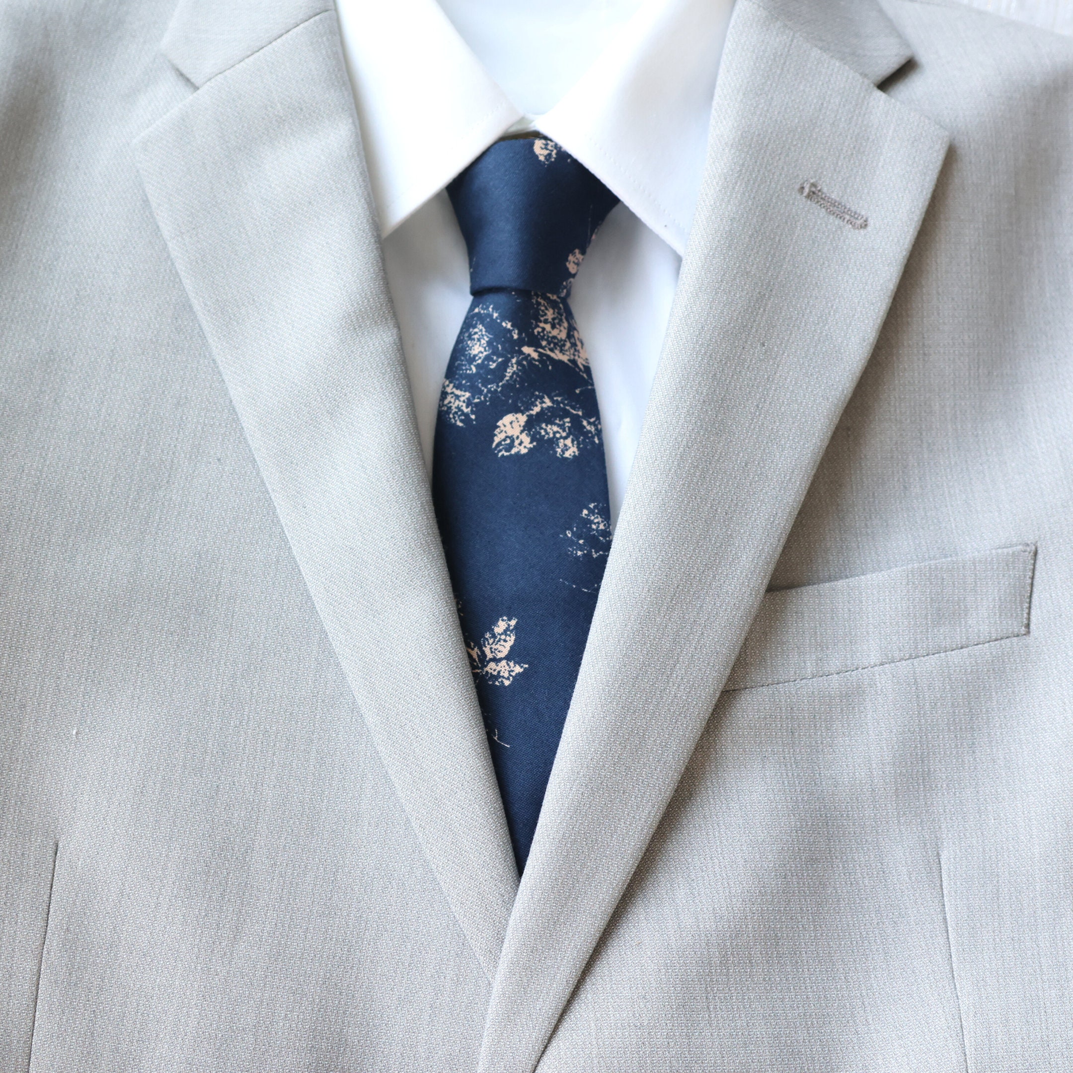 Navy Gold Floral Cotton Skinny Tie | Men's Wedding Neckwear - Etsy