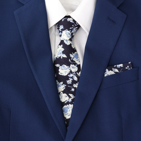 mens blue floral ties