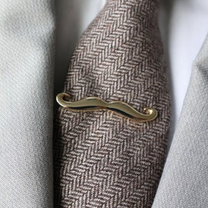 Gold Plated Mustache Tie Clip Bar | Tie Bar | Tie Accessories | Gold Tie Clip | Gold Tie Bar | Mens Accessories | Groomsmen Gifts