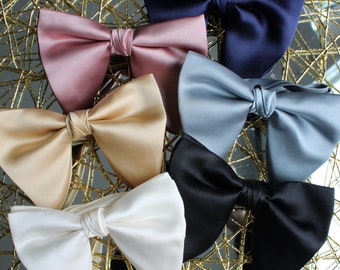 Satin Oversized Bow Ties | Solid Large Korean Style | Long Tail Bowtie | Wedding | Black Tie Affair