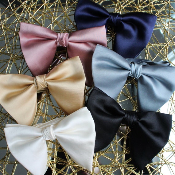Buy Oversized Ivory Satin Men's Bow Tie | Cream Bowtie for Men