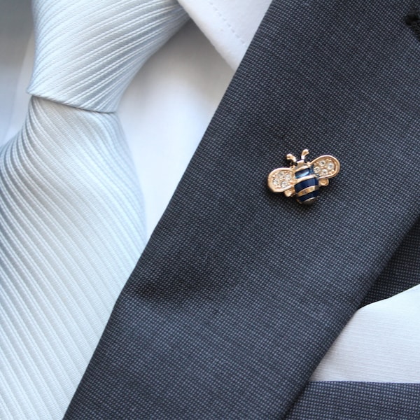 Gold Plated Bee Men's Suit Lapel Pin | Boutonneire | Bee Pin | Mens Accessories