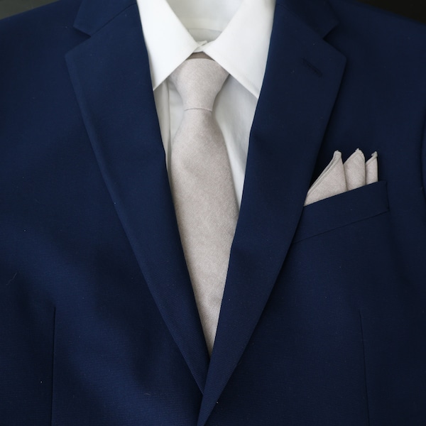 Light Grey Men's Skinny Tie | Silver Ties for Men | Bowties for Men & Boys | Gray Linen Necktie | Kids Pretied Tie | Groom Groomsmen Tie